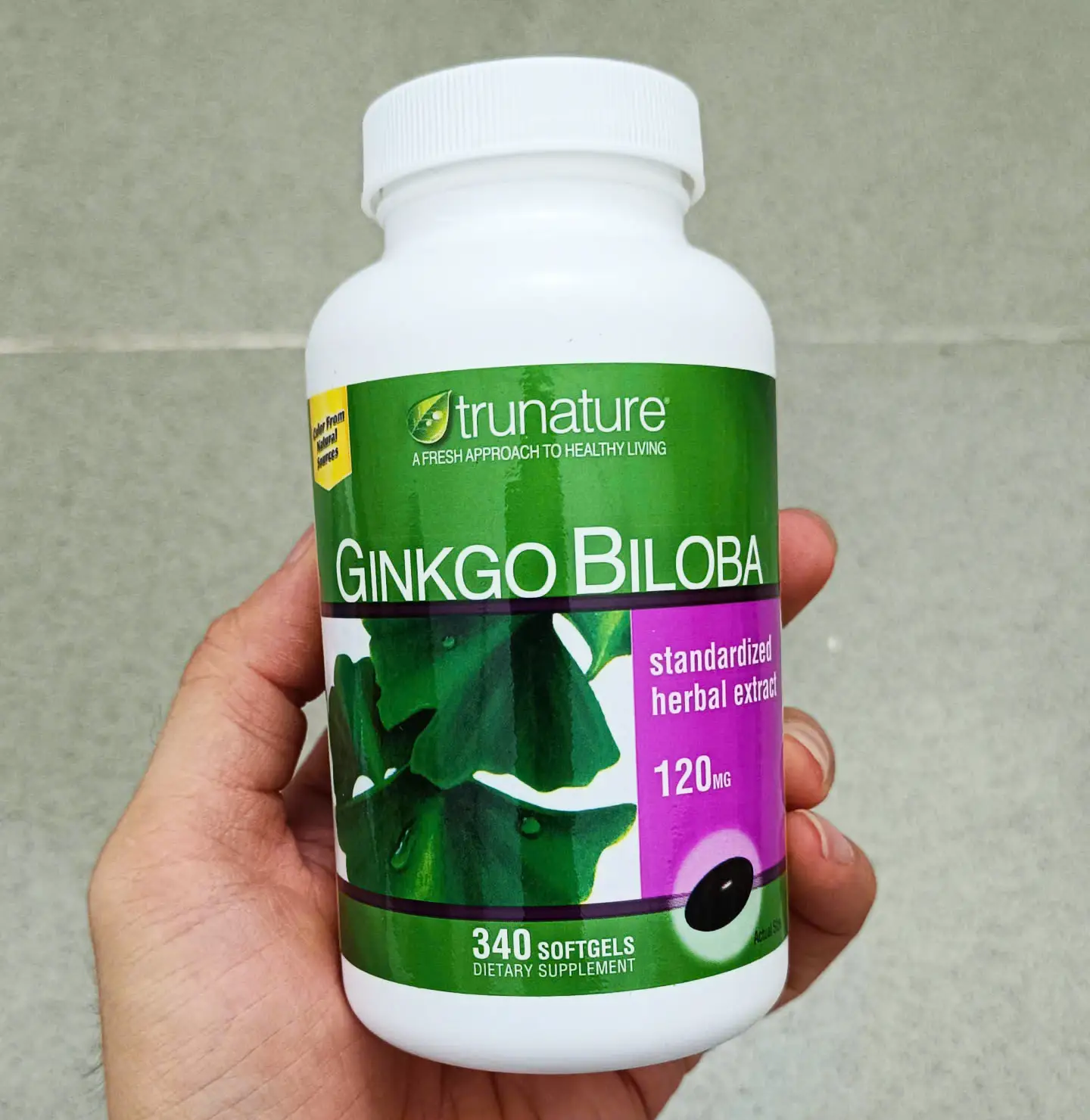 Viên uống bổ não Ginkgo Biloba 120mg Trunature 340 viên của Mỹ giúp tăng cường trí nhớ Viên uống bổ não Trunature Ginkgo Biloba 120mg 340 viên của Mỹ
