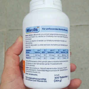 Viên uống bổ sung canxi Mivolis Calcium + D3, 300 viên