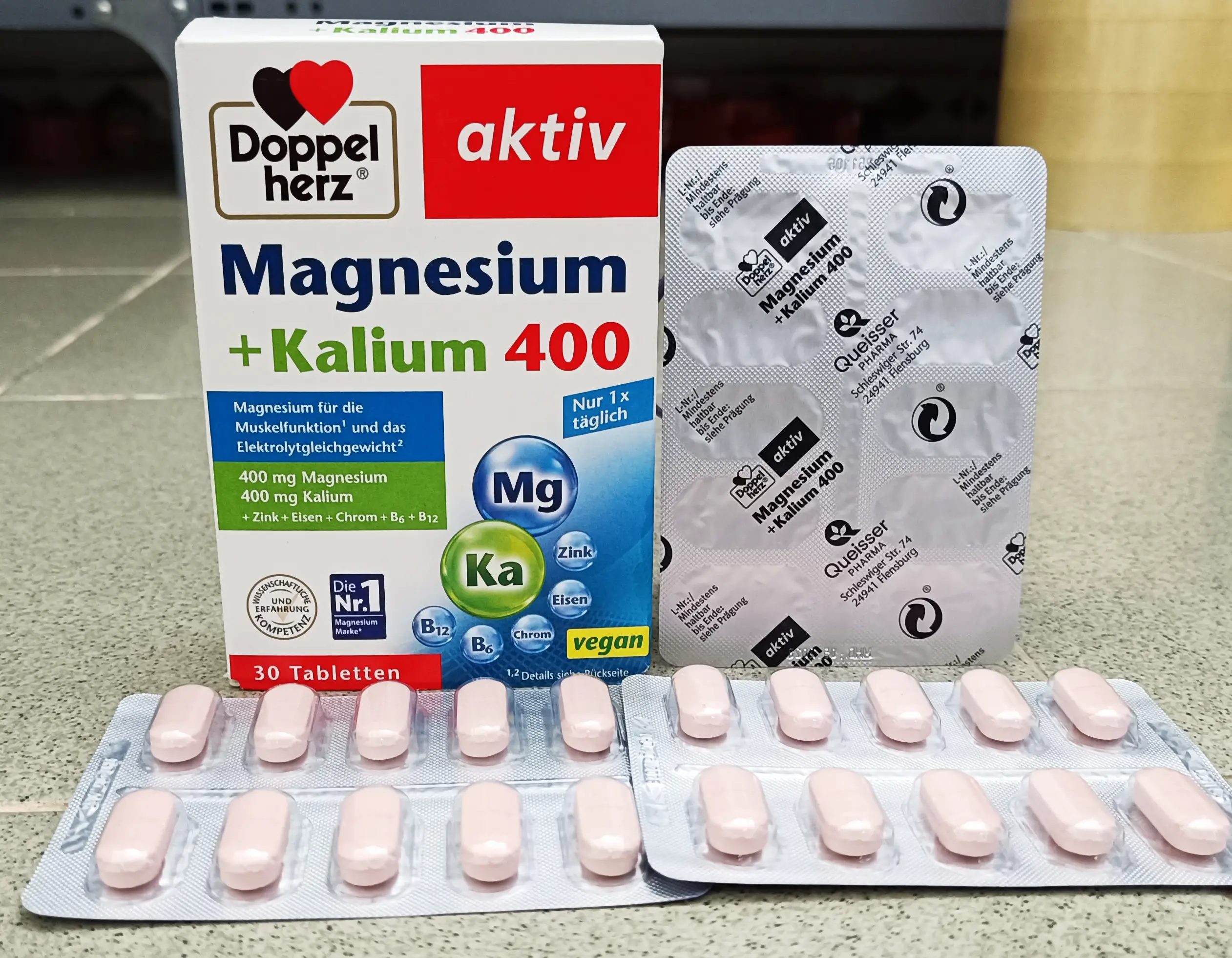 Viên uống Doppelherz Magnesium Kalium 400 hộp 30 viên của Đức Viên uống bổ sung magie Doppelherz Magnesium 400+ Kalium 30 viên