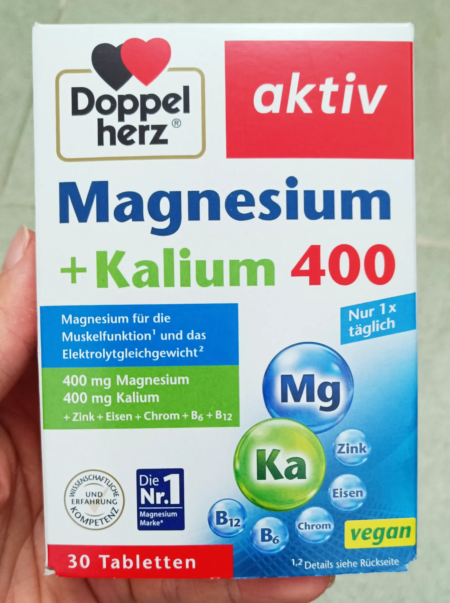 Viên uống Doppelherz Magnesium Kalium 400 hộp 30 viên của Đức Viên uống bổ sung magie Doppelherz Magnesium 400+ Kalium 30 viên Đức