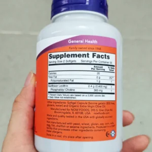 Viên uống chống tắc tia sữa Now Sunflower Lecithin 1200mg 100 viên