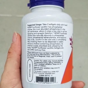 Viên uống chống tắc tia sữa Sunflower Lecithin 1200mg Now 100 viên