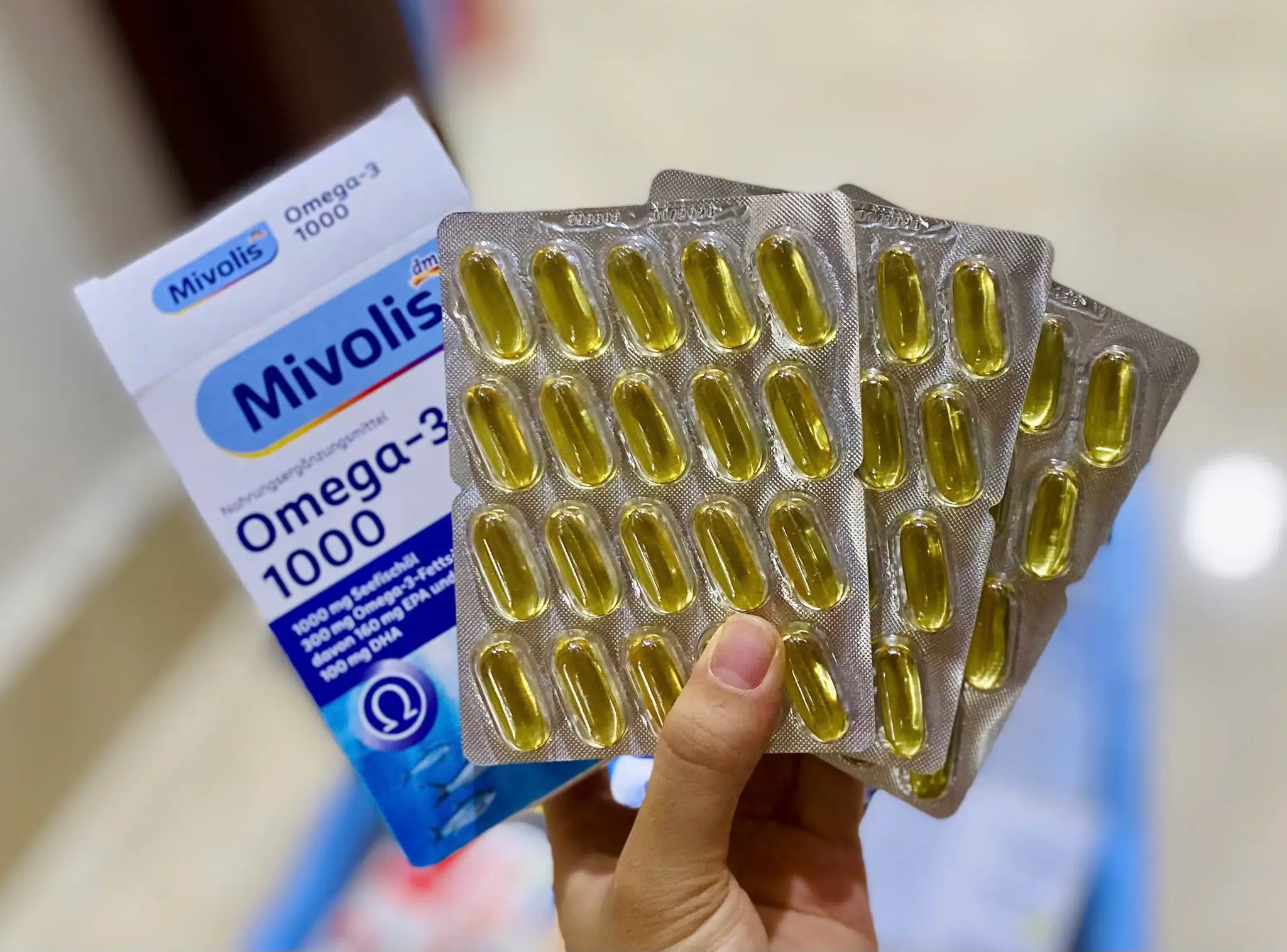 Viên uống dầu cá Mivolis Omega 3 1000mg 60 viên của Đức Viên uống dầu cá Mivolis Omega-3 1000 Đức hộp 60 viên