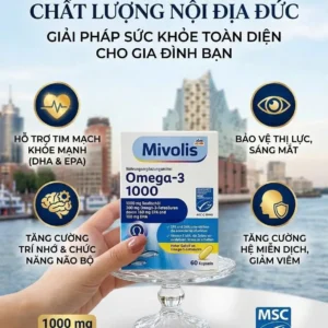 Viên uống dầu cá Mivolis Omega 3 1000mg 60 viên của Đức Viên uống dầu cá Mivolis Omega-3 1000 hộp 60 viên của Đức