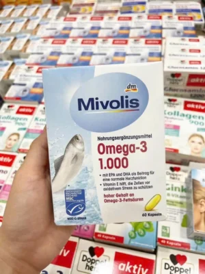 Dầu cá Mivolis Omega 3 vitamin E 1000mg 60 viên của Đức Viên uống dầu cá Mivolis Omega 3 + Vitamin E 60 viên
