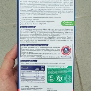 Viên uống dầu cá Schaebens Omega 3 Premium Vitamin E 70 viên của Đức Viên uống dầu cá Schaebens Omega-3 Premium, 70 viên của Đức