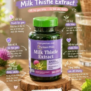 Viên uống bổ gan Puritan’s Pride Milk Thistle Extract 1000mg 180 viên của Mỹ Viên uống giải độc gan milk thistle Extract 1000mg 180 viên