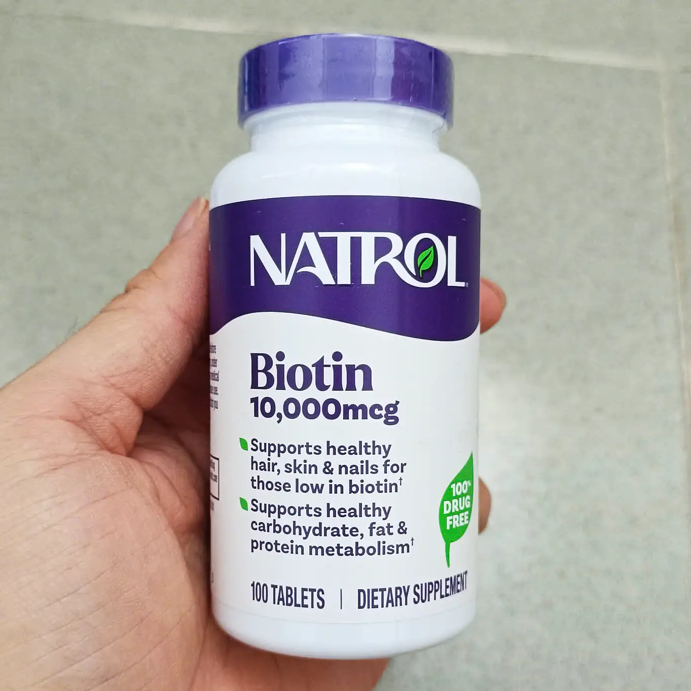Viên uống mọc tóc Natrol Biotin 10000 mcg 100 viên của Mỹ Viên uống hỗ trợ mọc tóc và chống rụng tóc Natrol Biotin 10,000mcg 100 viên