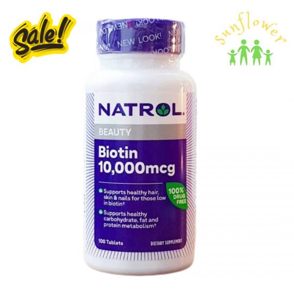 Viên uống mọc tóc Natrol Biotin 10000 mcg 100 viên của Mỹ