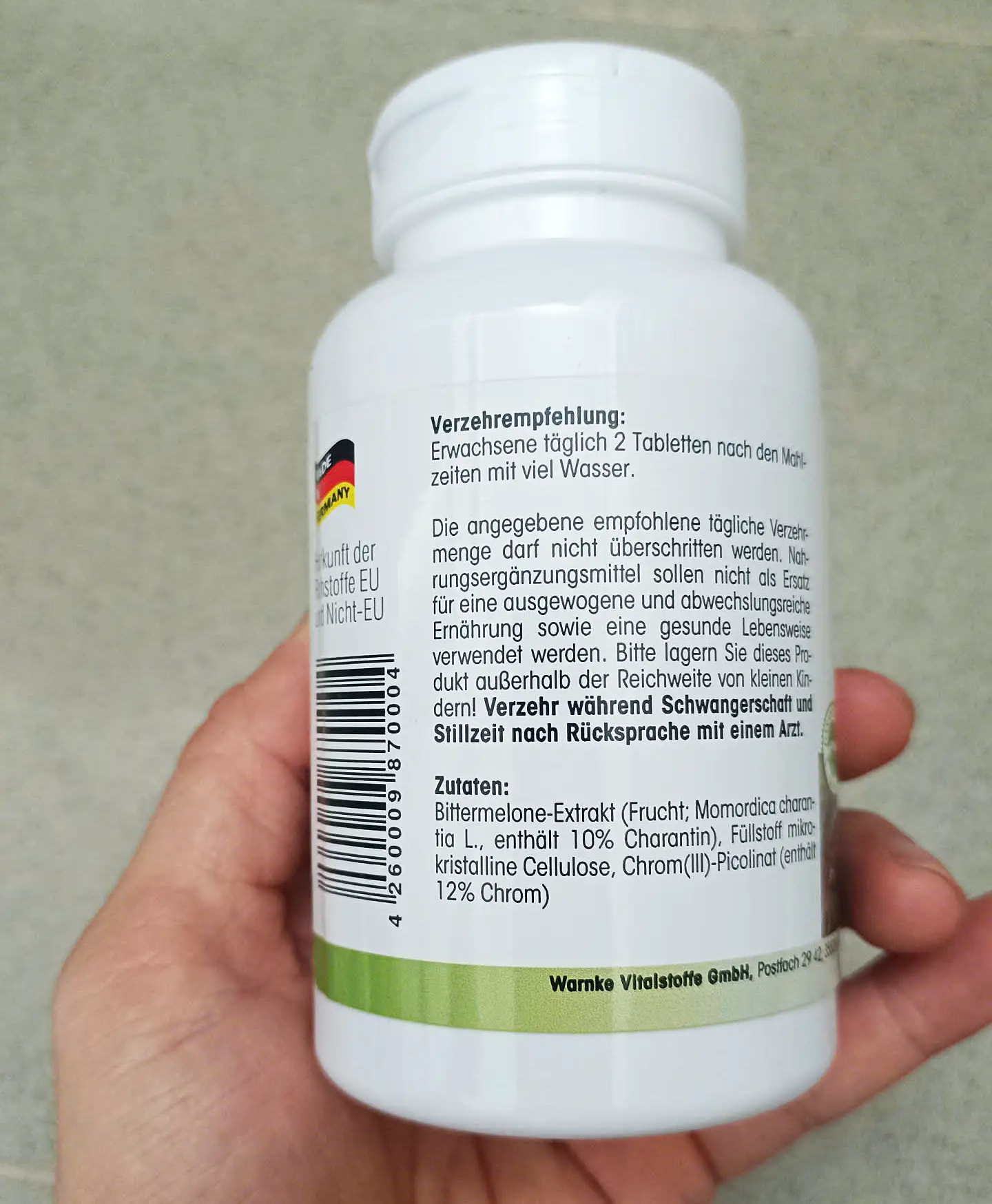 Viên uống mướp đắng Warnke Bittermelone 750mg 120 viên của Đức Viên uống mướp đắng Warnke Bittermelone 750mg - Đức