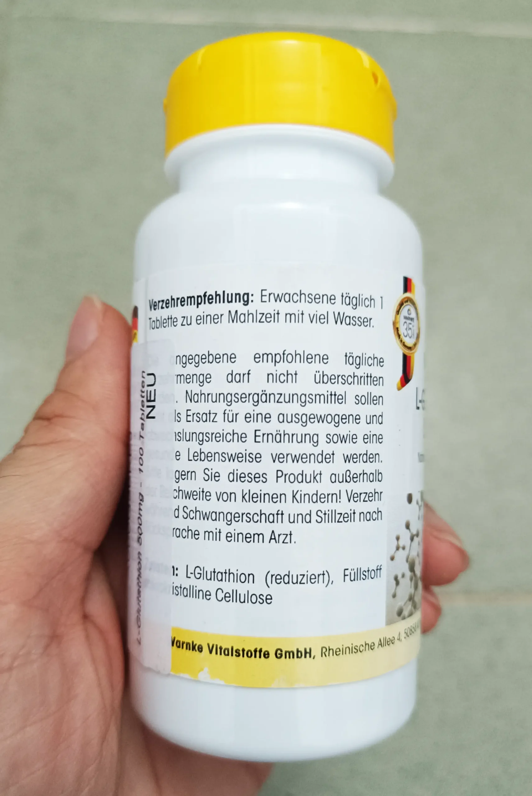 Viên trắng da Warnke L-Glutathione 500mg 100 viên của Đức Viên uống trắng da L-Glutathione 500mg Warnke Đức
