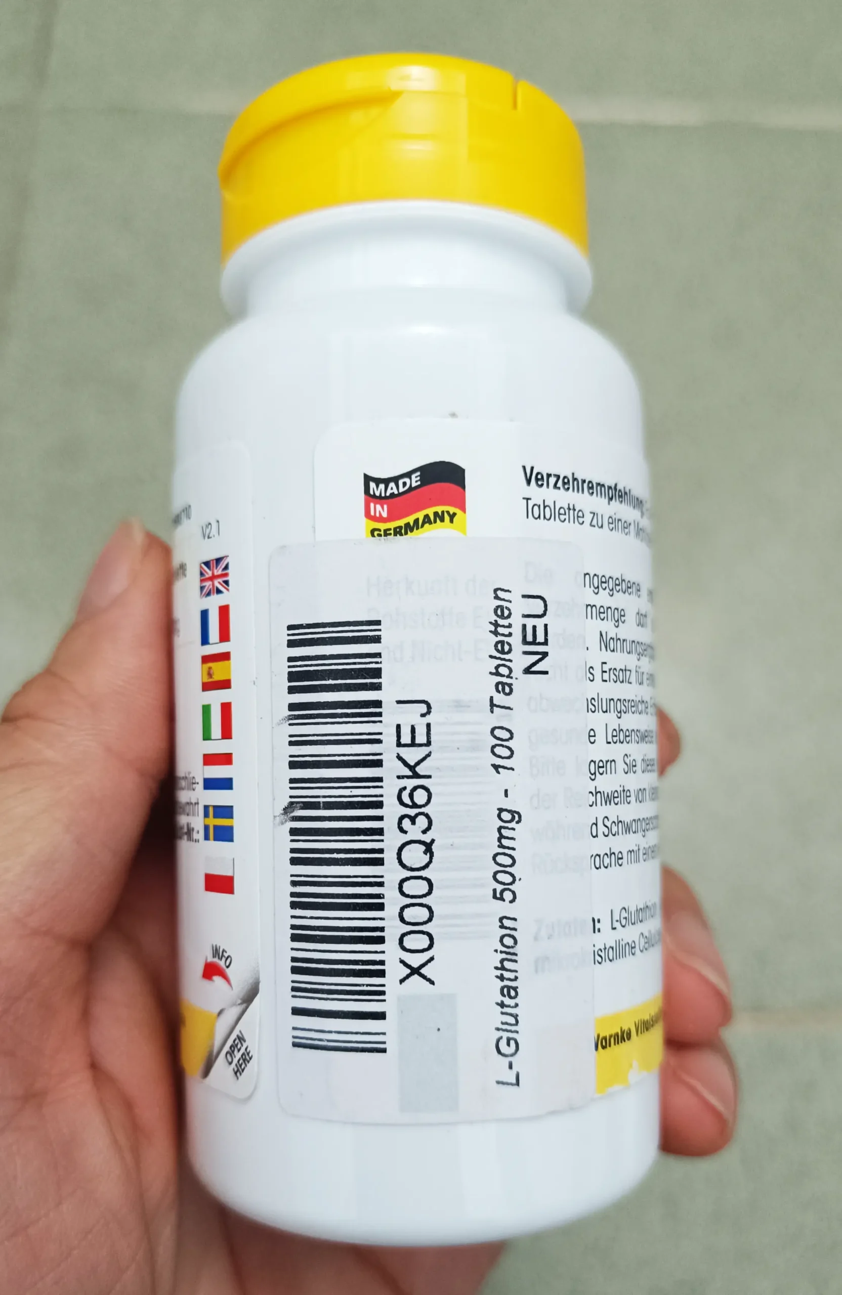 Viên trắng da Warnke L-Glutathione 500mg 100 viên của Đức Viên uống trắng da Warnke L-Glutathion 500mg 100 viên của Đức