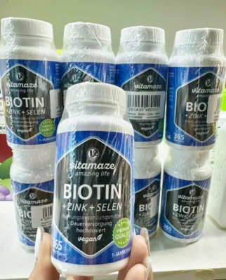 Viên uống mọc tóc Vitamaze Biotin + Zink + Selen 365 viên của Đức Vitamaze Biotin 10mg hochdosiert + Zink + Selen của Đức