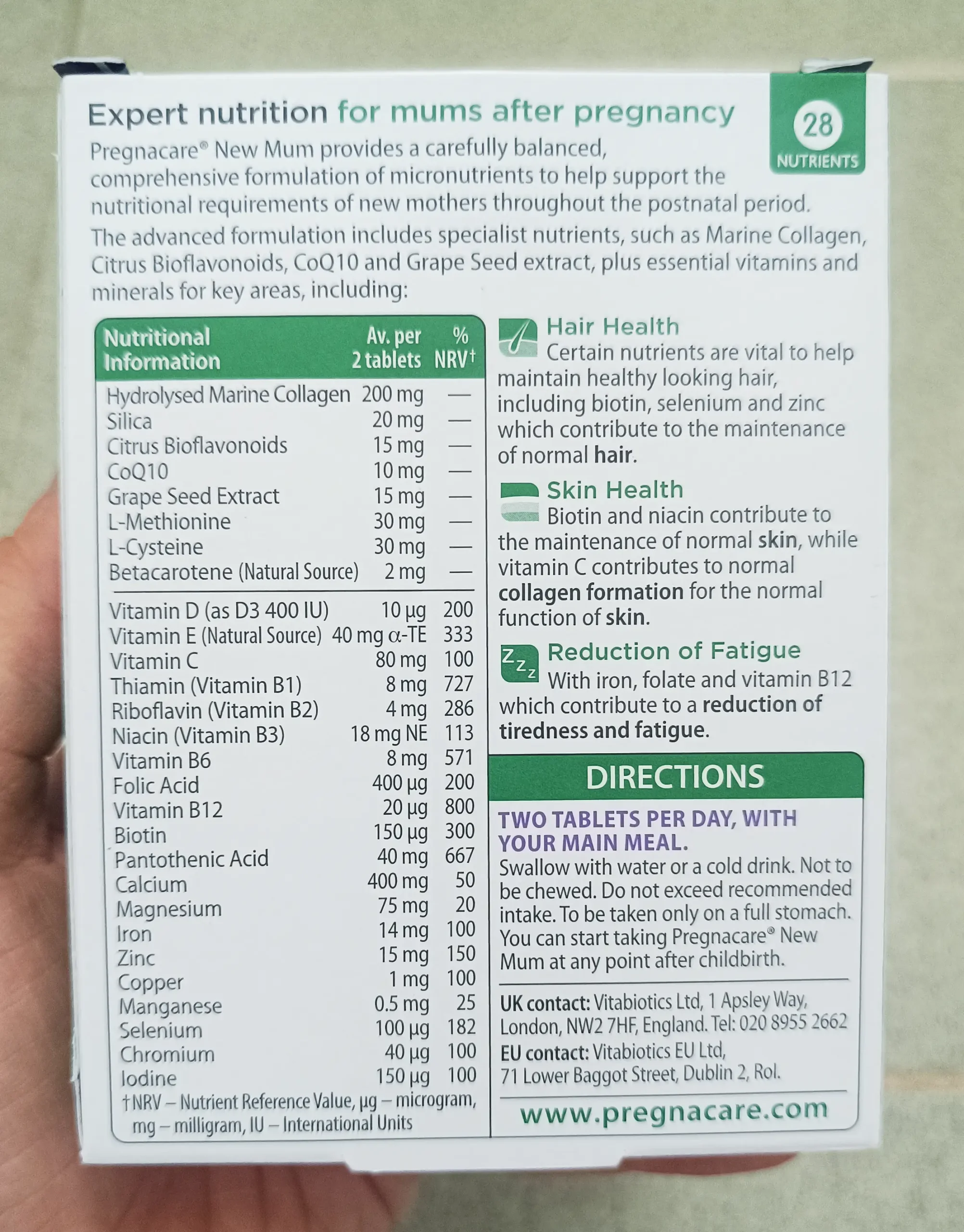 Vitamin tổng hợp Vitabiotics Pregnacare New Mum 56 viên của Anh Quốc Vitamin Pregnacare New Mum cho mẹ sau sinh 56 viên của Anh