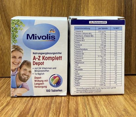 Vitamin Tổng Hợp Mivolis A Z Komplett Depot cho người dưới 50 tuổi 100 viên của Đức