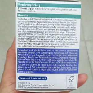 Vitamin tổng hợp altapharma A-Z Depot ab50 cho người trên 50 tuổi 100 viên của Đức