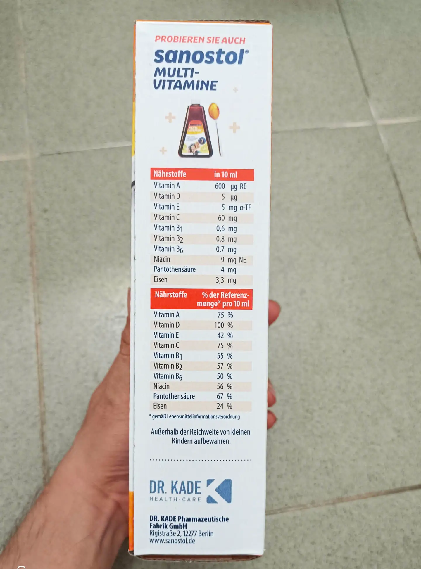 Siro vitamin tổng hợp Sanostol số 6 + sắt cho trẻ từ 6 tuổi 460ml của Đức Vitamin tổng hợp multi Sanostol Sirup số 6 của Đức 460ml