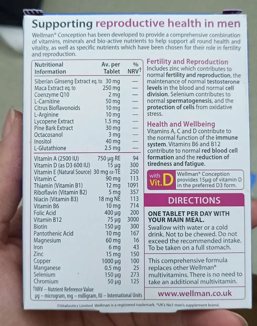 Viên uống Vitabiotics Wellman Conception 30 viên của Úc Wellman Vitabiotics bổ sung vitamin sinh sản (conception)