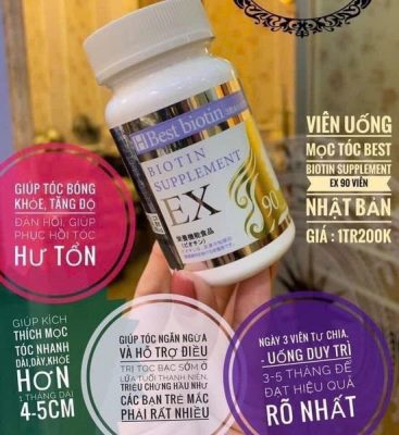 Mọc tóc Best Biotin Supplement EX 90 viên của Nhật Bản