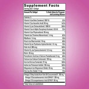 Thành phần vitamin bầu Prenatal Multi + DHA Nature Made 150 viên của Mỹ