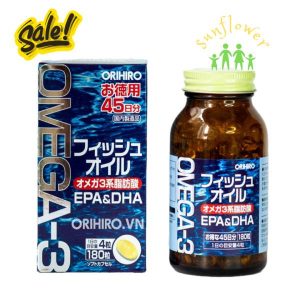 Viên Uống Dầu Cá Omega 3 Orihiro 180 viên của Nhật Bản