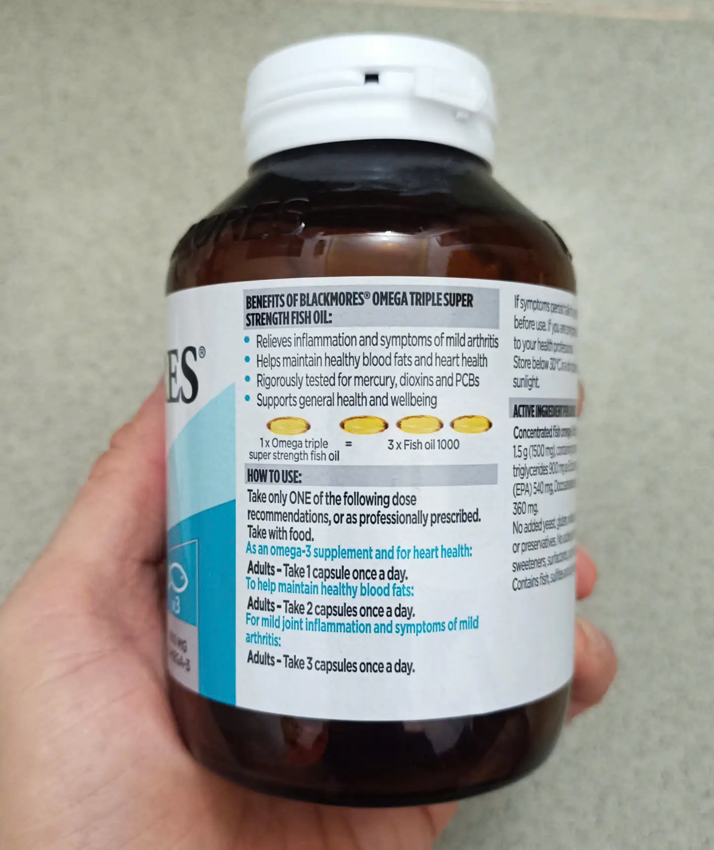 Dầu cá hàm lượng cao Blackmores Omega Triple Fish Oil 60 viên của Úc Viên dầu cá Blackmores Omega Triple Super Strength Fish Oil của Úc 60 viên