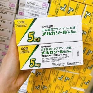 Viên uống trị u tuyến giáp Mercazole 5mg 100 viên của Nhật Bản Viên uống trị u tuyến giáp Mercazole 5mg 100 viên của Nhật Bản