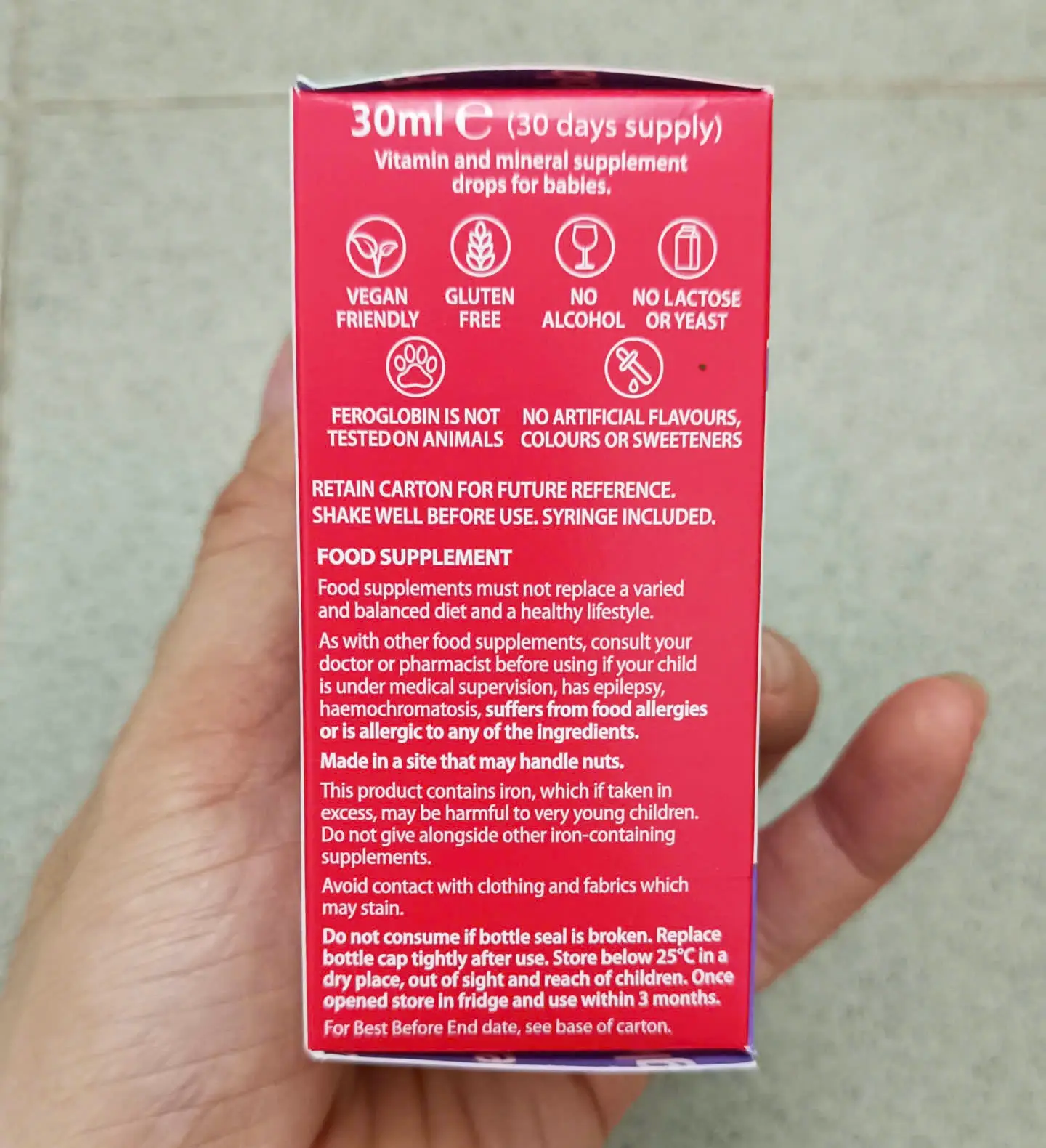 Sắt giọt Feroglobin Baby Drops 30ml của Anh Quốc Vitabiotics Feroglobin Baby Drop, Iron Supplement 30ml