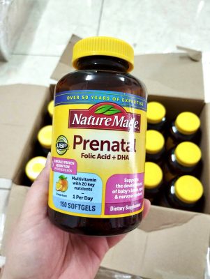 Vitamin bầu Prenatal Folic Acid + DHA Nature Made 150 viên của Mỹ