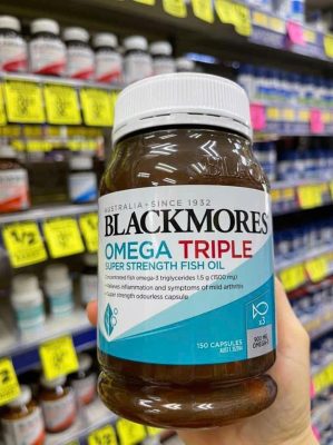 Dầu cá Blackmores Omega Triple Super Strength Fish Oil 150 viên của Úc