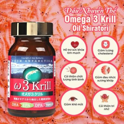 Dầu nhuyễn thể Omega 3 W3 Krill Shiratori From Antarctica 80 viên của Nhật Bản