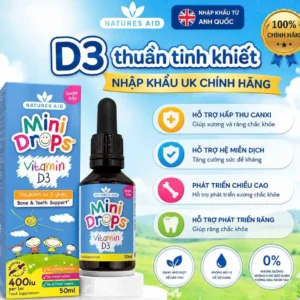 Vitamin D3 Drops Natures Aid 50ml của Anh Quốc Mini Drops Vitamin D3 Natures Aid cua Anh cho tre tu 0 den 5 tuoi lo 50ml