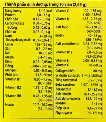 Tảo vàng Spirulina EX With Family hộp x 2 lọ 2000 viên của Nhật Bản Thành phần tảo vàng Spirulina EX With Family hộp x 2 lọ 2000 viên của Nhật Bản