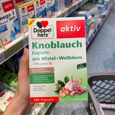 Viên tỏi Doppelherz Knoblauch mit Misteln + Weißdorn, 480 viên