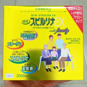 Tảo vàng Spirulina EX With Family hộp x 2 lọ 2000 viên của Nhật Bản Viên uống tảo xoắn Spirulina EX With Family hộp vàng 2 lọ