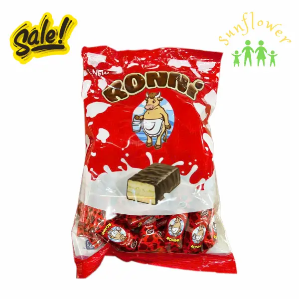Bánh xốp bò đỏ Ronni phủ socola gói 400g của Nga Bánh xốp bò đỏ Ronni phủ socola gói 400g của Nga