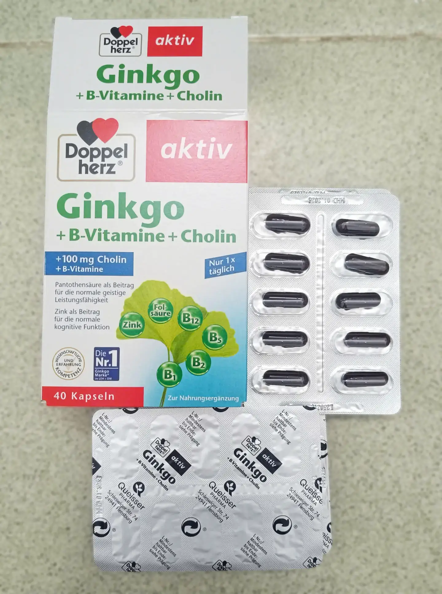 Thuốc bổ não DoppelHerz Aktiv Ginkgo + B-Vitamine+Choline 40 viên của Đức Thuốc Bổ Não Doppelherz Aktiv Ginkgo, 40 Viên