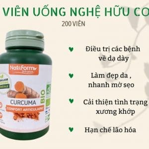 Tinh bột nghệ hữu cơ Nat & Form Curcuma Bio 200 viên của Pháp