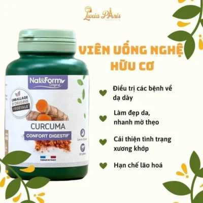Viên tinh nghệ hữu cơ Nat & Form Curcuma Bio 200 viên Pháp