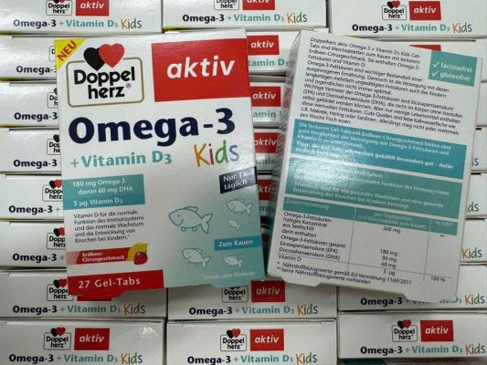 Viên nhai Doppelherz Omega 3 Kids + Vitamin D3 cho bé 27 viên của Đức