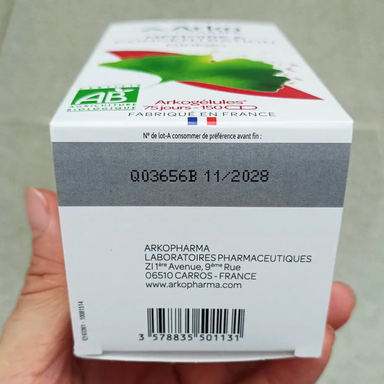 Bổ não Ginkgo Arkopharma Memoire & Concentration 150 viên của Pháp Viên uống bổ não Ginkgo Arkopharma 150 viên Pháp