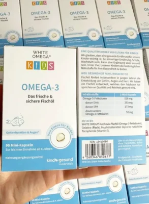 Dầu cá White Omega Kids Omega-3 Kindgesund 90 viên của Đức