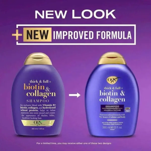 Set dầu gội xả OGX Thick & Full + Biotin & Collagen 385ml made in Greece - Hình ảnh 4
