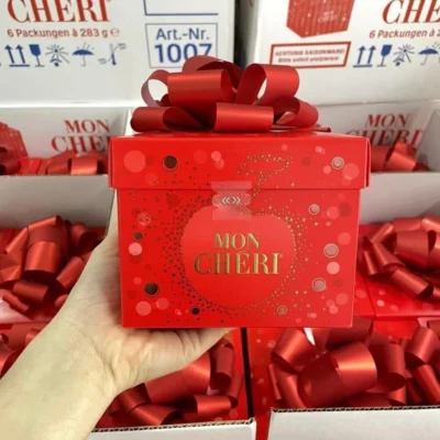 Kẹo socola Mon Cheri hộp nơ 283g nhân rượu và anh đào của Đức Kẹo socola Mon Cheri hộp nơ 283g nhân rượu và anh đào của Đức