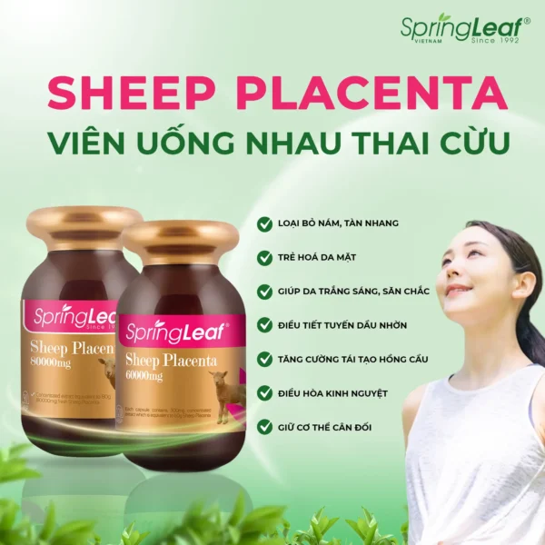 Nhau thai cừu Spring Leaf 60000mg Sheep Placenta 120 viên của Úc - Hình ảnh 4