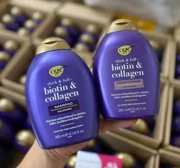 Set dầu gội xả OGX Thick & Full + Biotin & Collagen 385ml made in Greece