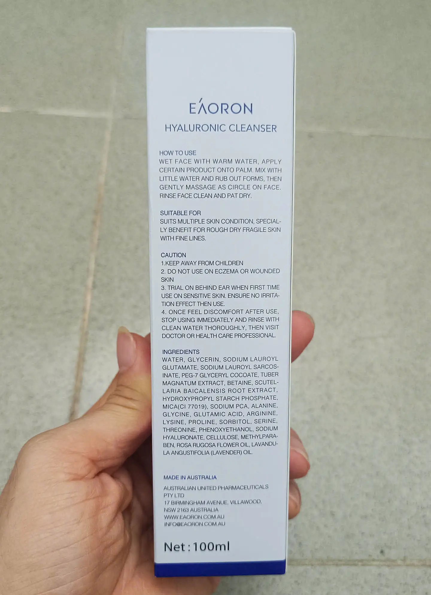 Sữa rửa mặt Eaoron Hyaluronic Cleanser 100ml của Úc Sữa rửa mặt Eaoron Hyaluronic Cleanser Úc 100ml