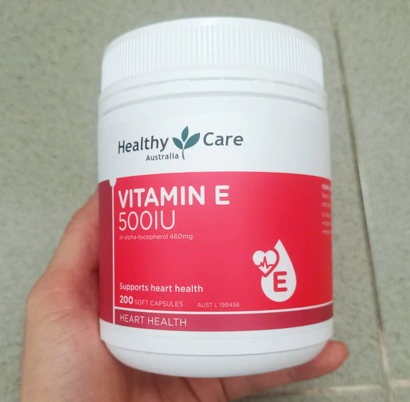 Viên uống Vitamin E Healthy Care 500IU hộp 200 viên của Úc Viên uống Healthy Care Vitamin E 500IU của Úc 200 viên