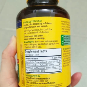 Viên uống Nature Made Calcium Magnesium Zinc with Vitamin D3 hộp 300 viên của Mỹ Viên uống Nature Made Calcium Magnesium Zinc With Vitamin D3 300 Tablets của Mỹ