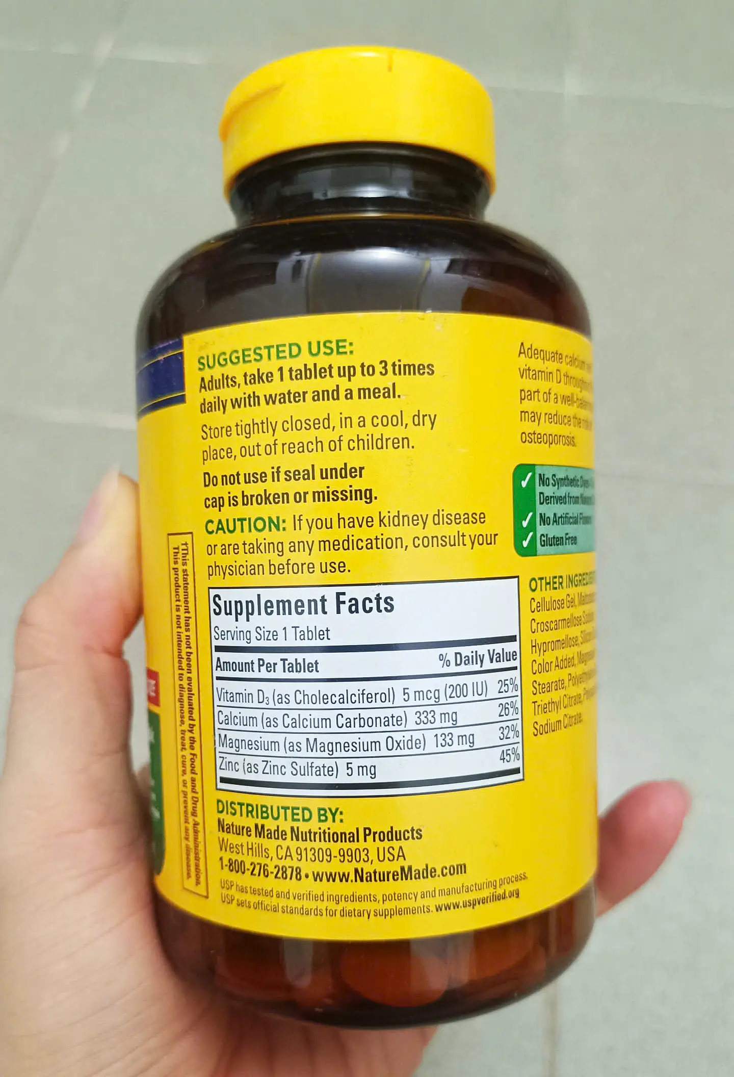Viên uống Nature Made Calcium Magnesium Zinc with Vitamin D3 hộp 300 viên của Mỹ Viên uống Nature Made Calcium Magnesium Zinc With Vitamin D3 300 Tablets của Mỹ